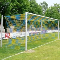 Sport-Thieme Großfeld-Fußballtor In Bodenhülsen Stehend, Mitfreier Netzaufhängung, Alu